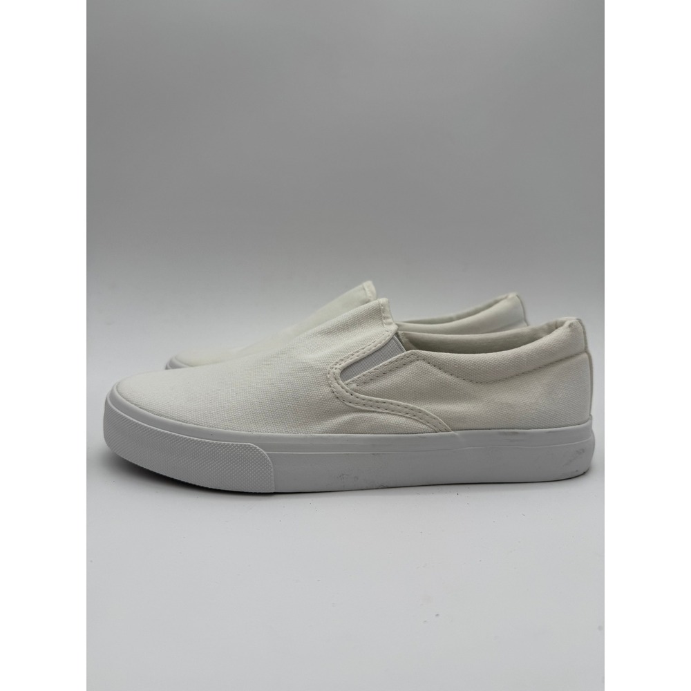 White Canvas Slip On Sneakers Women'sSize 7.5 Casual Shoes - Picture 2 of 7